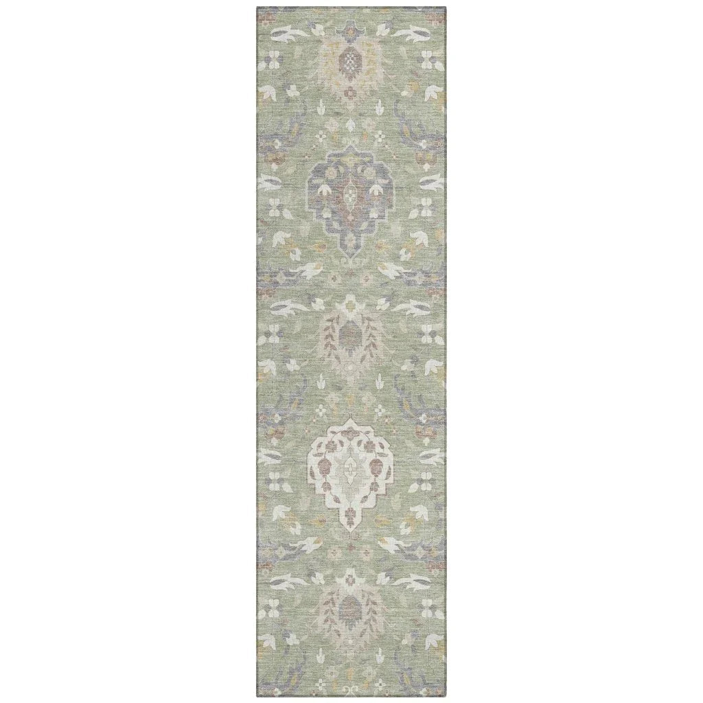 LOOMLAN Rugs Ilyara Green Washable Indoor-Outdoor Rug