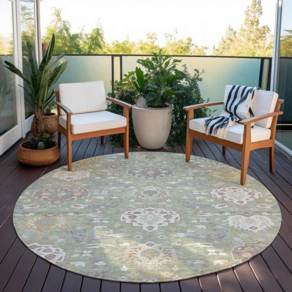 LOOMLAN Rugs Ilyara Green Washable Indoor-Outdoor Rug