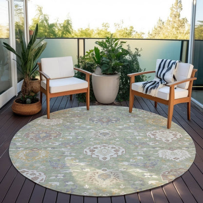 LOOMLAN Rugs Ilyara Green Washable Indoor-Outdoor Rug