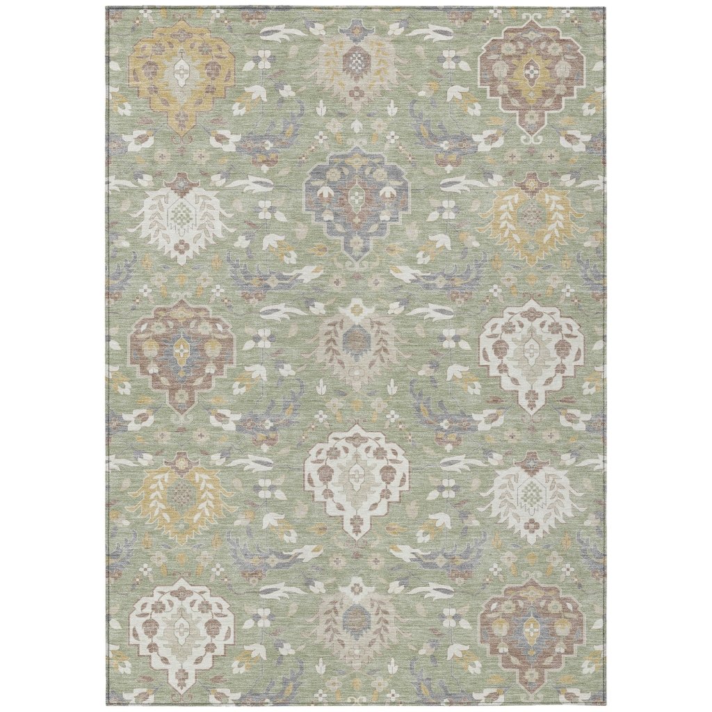 LOOMLAN Rugs Ilyara Green Washable Indoor-Outdoor Rug