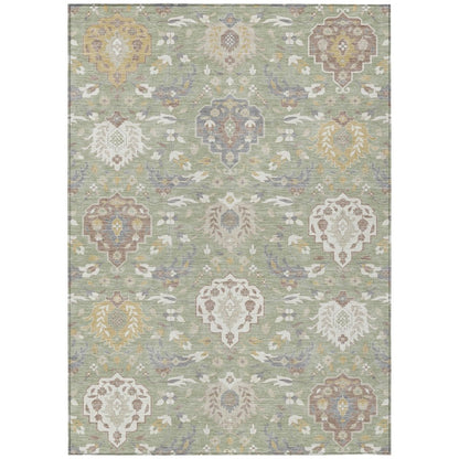 LOOMLAN Rugs Ilyara Green Washable Indoor-Outdoor Rug