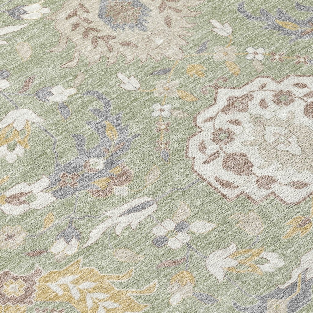 LOOMLAN Rugs Ilyara Green Washable Indoor-Outdoor Rug