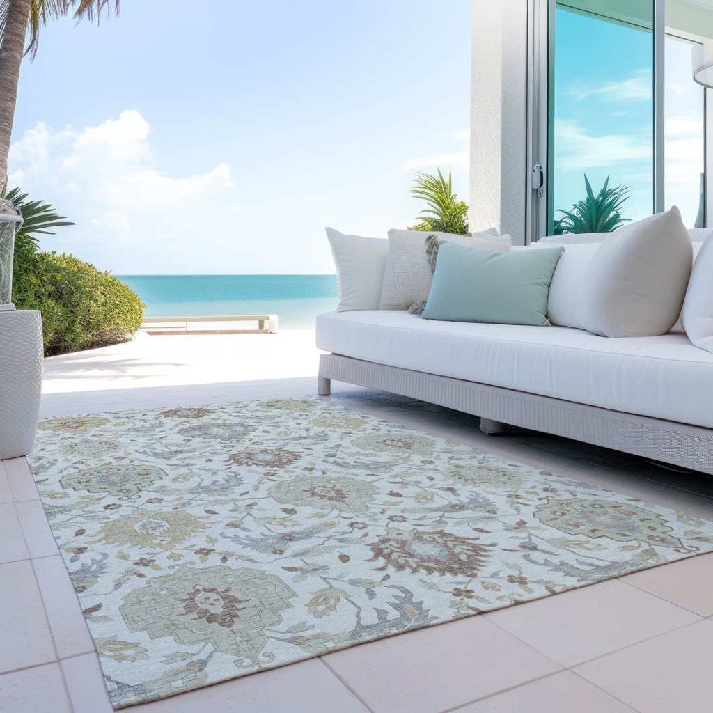 LOOMLAN Rugs Ilyara Ivory Washable Indoor-Outdoor Rug