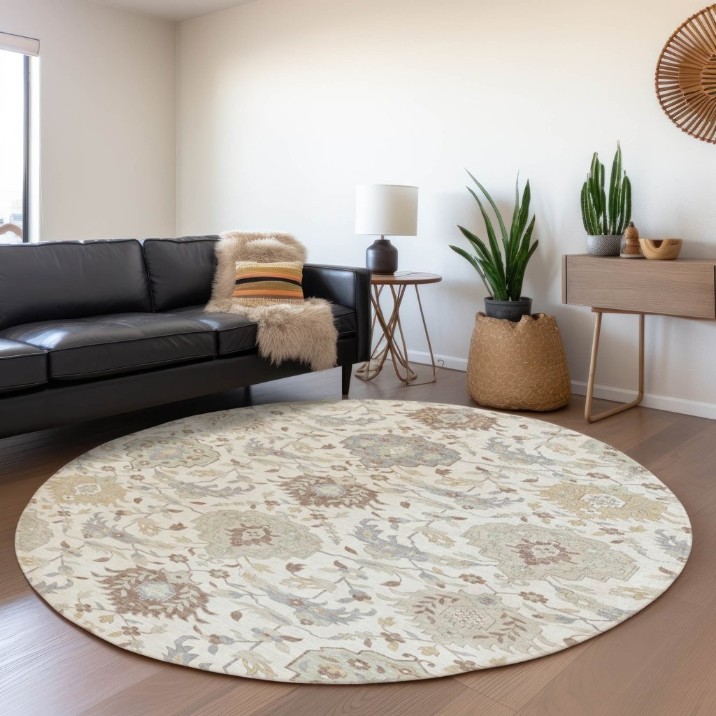LOOMLAN Rugs Ilyara Ivory Washable Indoor-Outdoor Rug