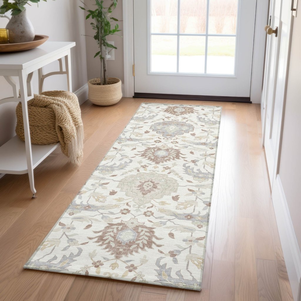 LOOMLAN Rugs Ilyara Ivory Washable Indoor-Outdoor Rug