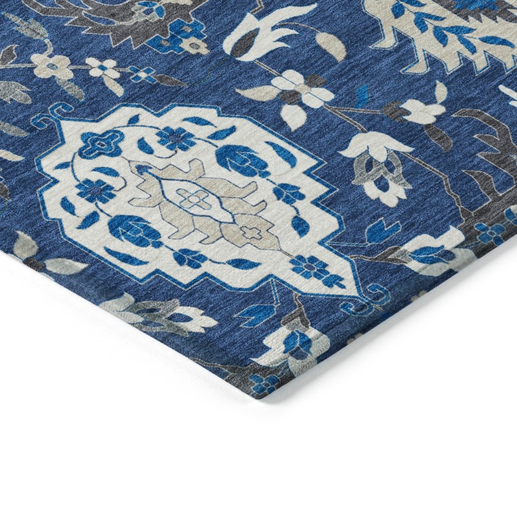 LOOMLAN Rugs Ilyara Navy Washable Indoor-Outdoor Rug
