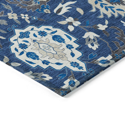 LOOMLAN Rugs Ilyara Navy Washable Indoor-Outdoor Rug