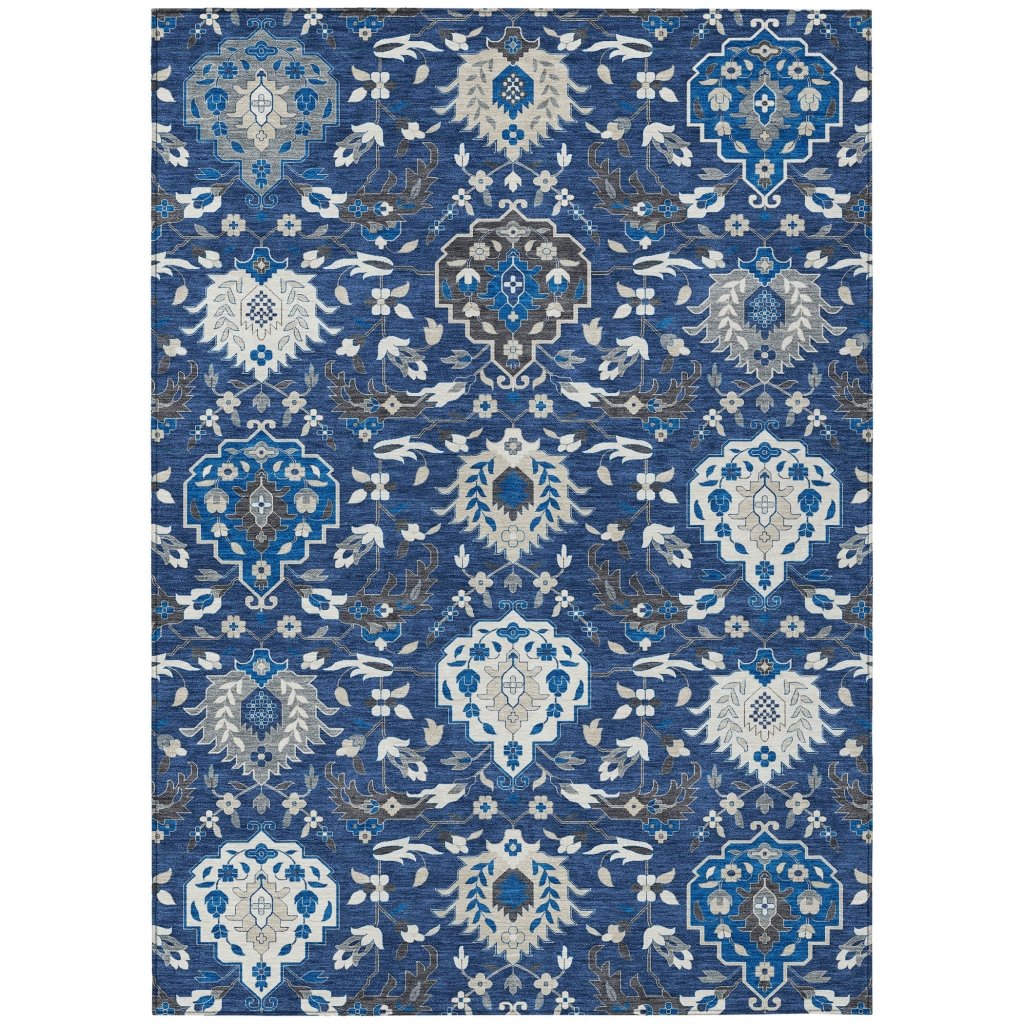 LOOMLAN Rugs Ilyara Navy Washable Indoor-Outdoor Rug