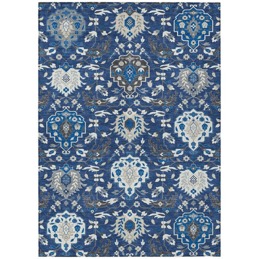 LOOMLAN Rugs Ilyara Navy Washable Indoor-Outdoor Rug
