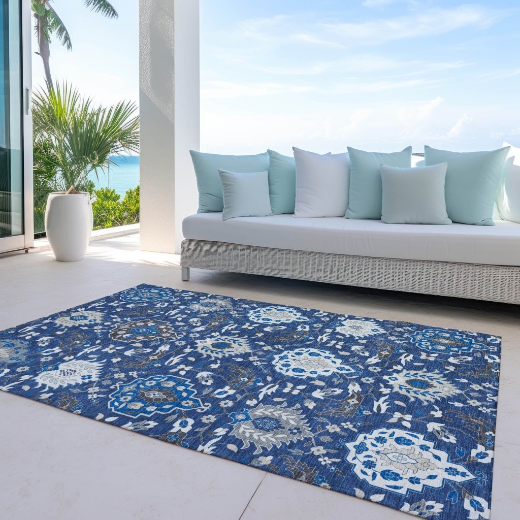 LOOMLAN Rugs Ilyara Navy Washable Indoor-Outdoor Rug