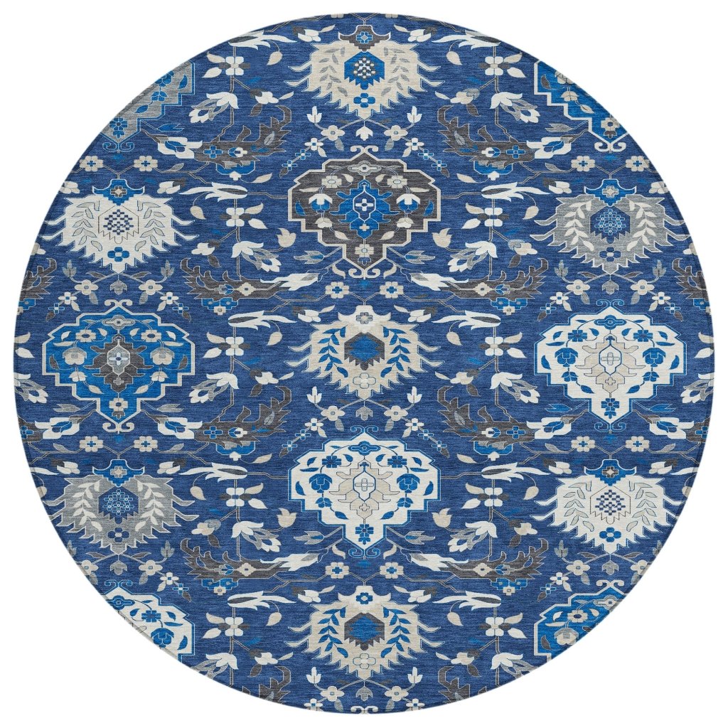LOOMLAN Rugs Ilyara Navy Washable Indoor-Outdoor Rug