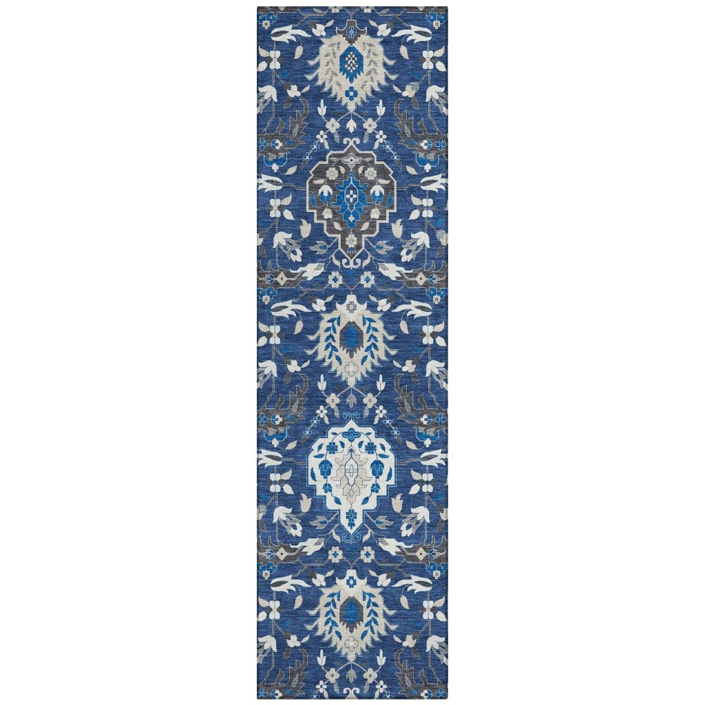 LOOMLAN Rugs Ilyara Navy Washable Indoor-Outdoor Rug