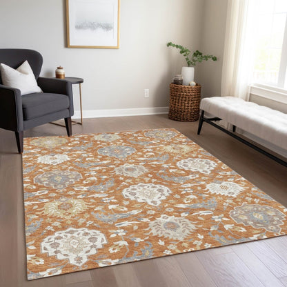 LOOMLAN Rugs Ilyara Orange Washable Indoor-Outdoor Rug