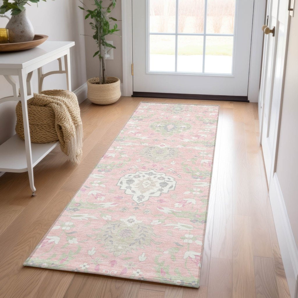 LOOMLAN Rugs Ilyara Pink Washable Indoor-Outdoor Rug