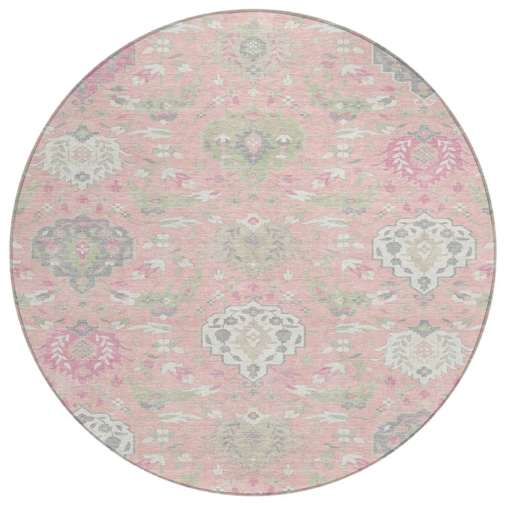LOOMLAN Rugs Ilyara Pink Washable Indoor-Outdoor Rug