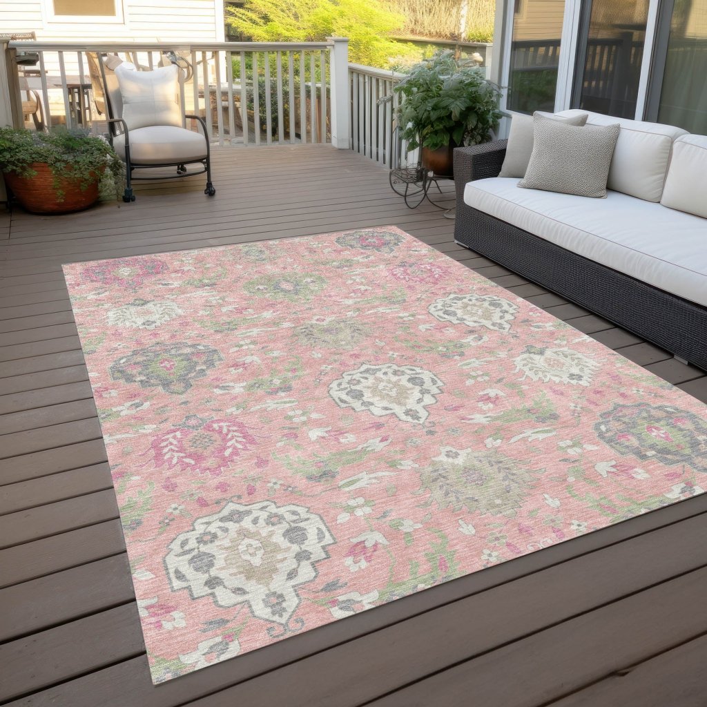 LOOMLAN Rugs Ilyara Pink Washable Indoor-Outdoor Rug