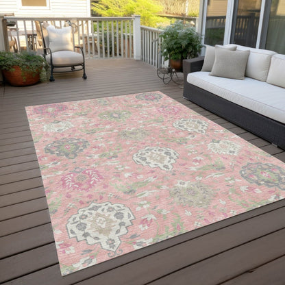 LOOMLAN Rugs Ilyara Pink Washable Indoor-Outdoor Rug