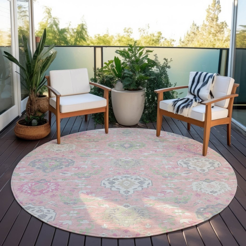 LOOMLAN Rugs Ilyara Pink Washable Indoor-Outdoor Rug