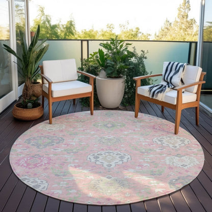 LOOMLAN Rugs Ilyara Pink Washable Indoor-Outdoor Rug
