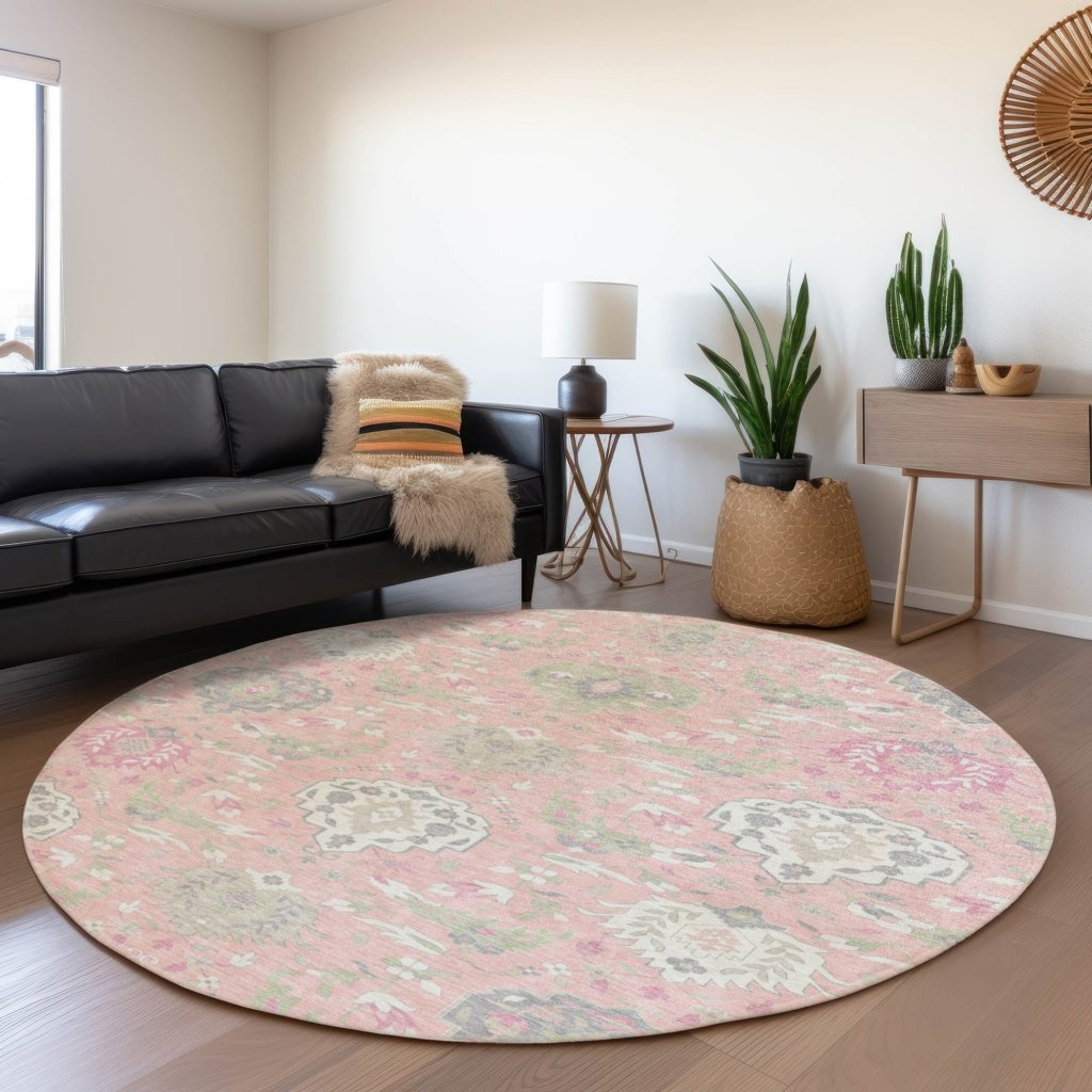 LOOMLAN Rugs Ilyara Pink Washable Indoor-Outdoor Rug