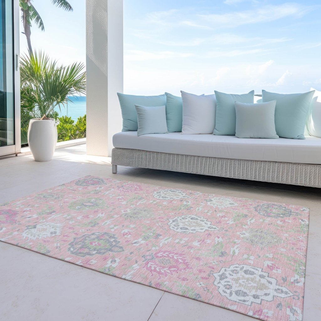 LOOMLAN Rugs Ilyara Pink Washable Indoor-Outdoor Rug