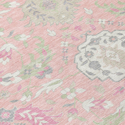 LOOMLAN Rugs Ilyara Pink Washable Indoor-Outdoor Rug