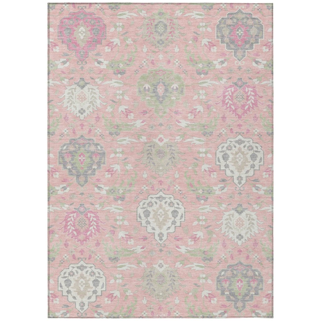 LOOMLAN Rugs Ilyara Pink Washable Indoor-Outdoor Rug