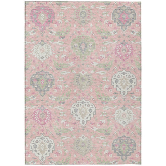LOOMLAN Rugs Ilyara Pink Washable Indoor-Outdoor Rug