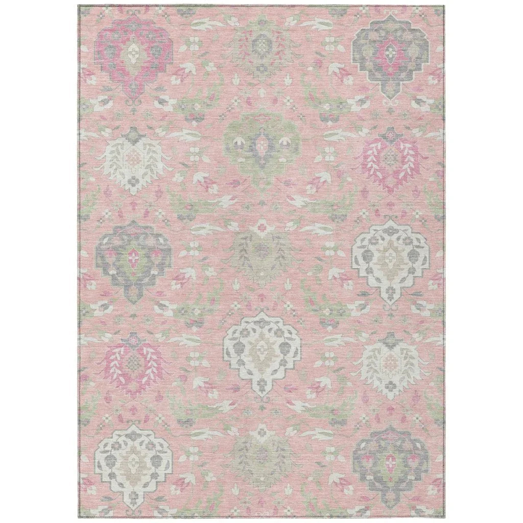 LOOMLAN Rugs Ilyara Pink Washable Indoor-Outdoor Rug