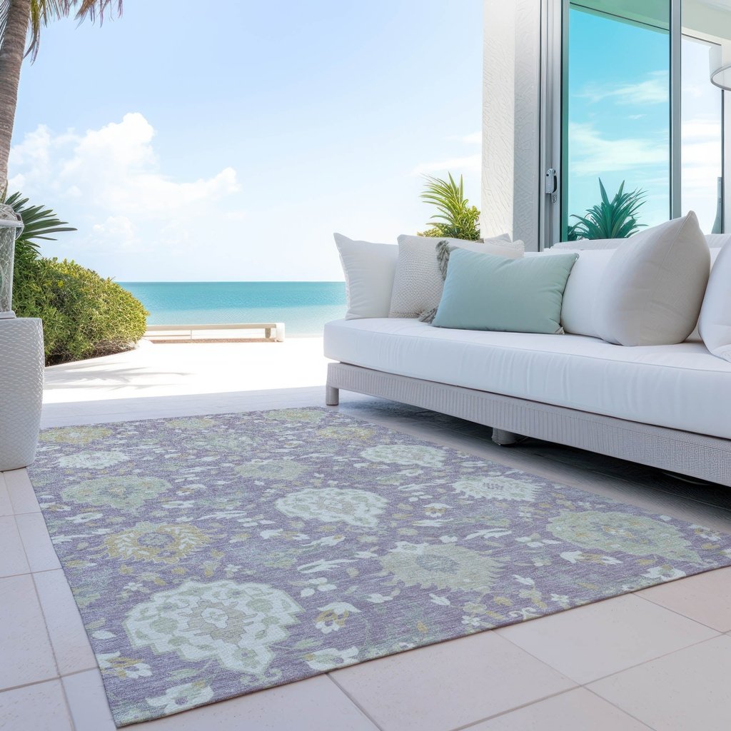 LOOMLAN Rugs Ilyara Purple Washable Indoor-Outdoor Rug