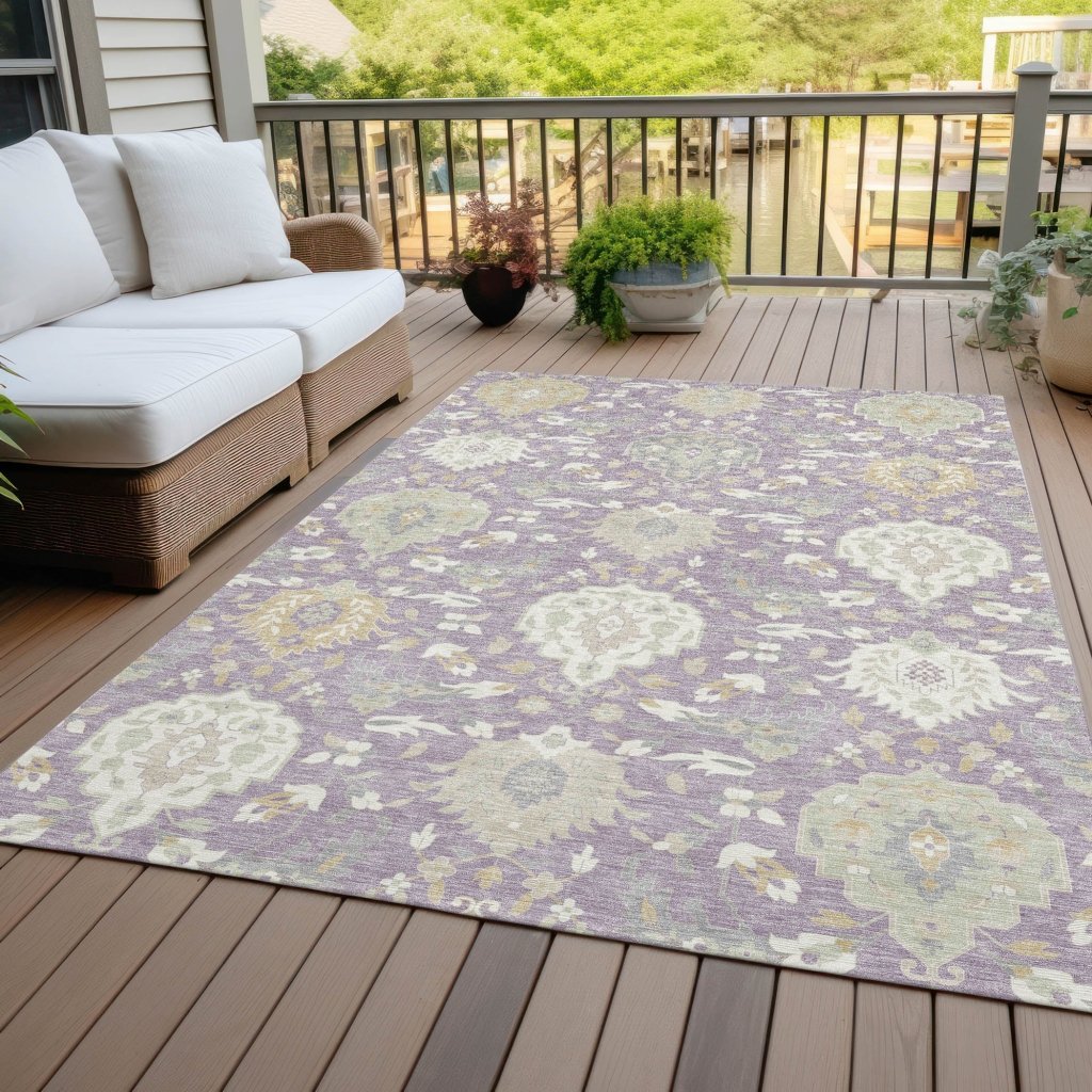 LOOMLAN Rugs Ilyara Purple Washable Indoor-Outdoor Rug