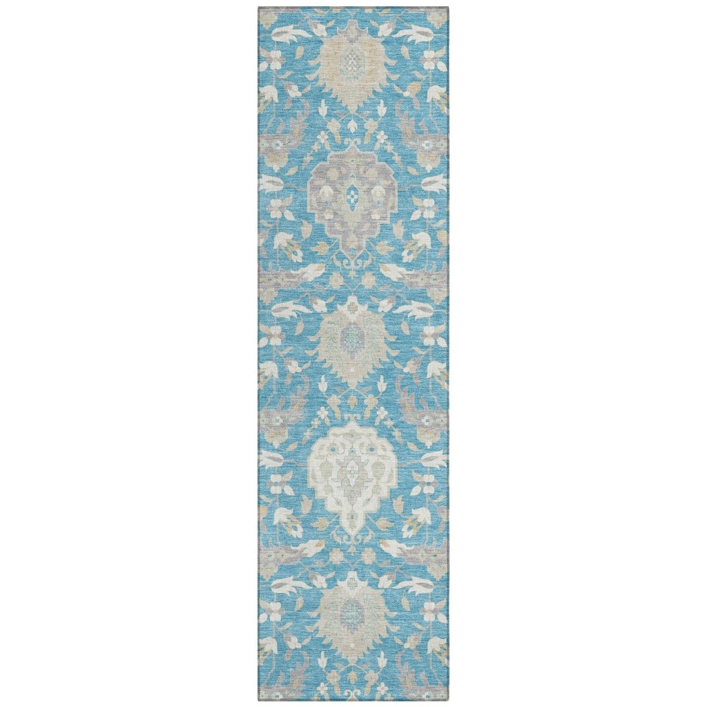LOOMLAN Rugs Ilyara Teal Washable Indoor-Outdoor Rug
