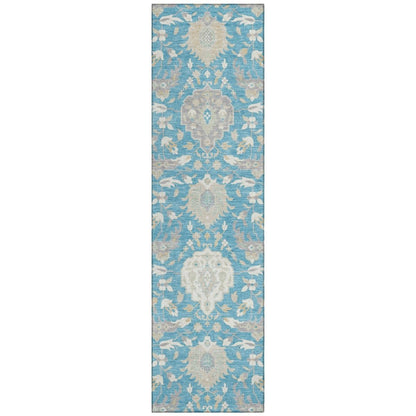 LOOMLAN Rugs Ilyara Teal Washable Indoor-Outdoor Rug