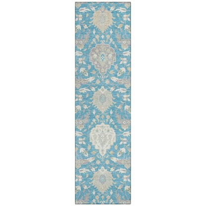 LOOMLAN Rugs Ilyara Teal Washable Indoor-Outdoor Rug