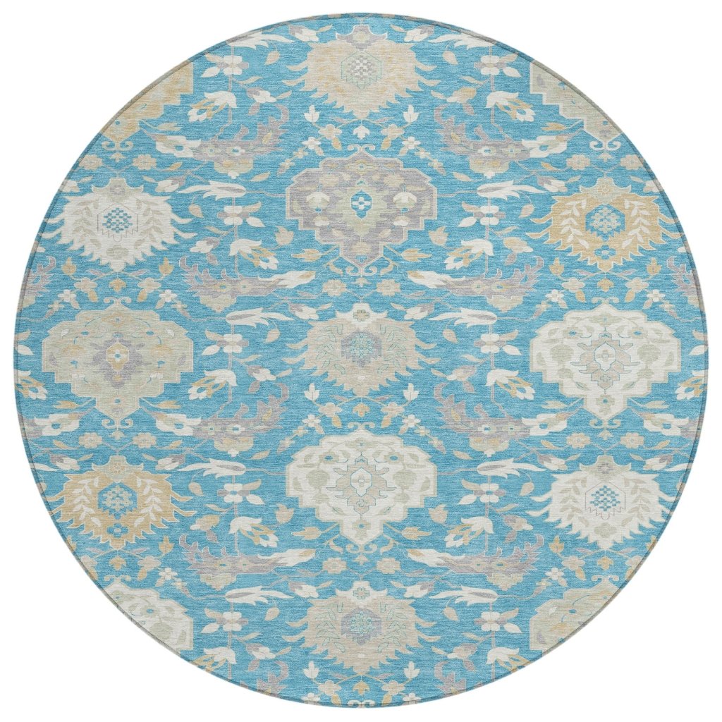 LOOMLAN Rugs Ilyara Teal Washable Indoor-Outdoor Rug