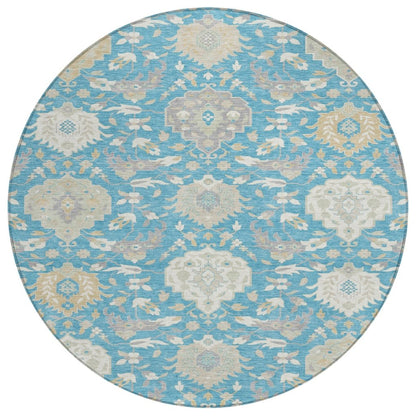 LOOMLAN Rugs Ilyara Teal Washable Indoor-Outdoor Rug