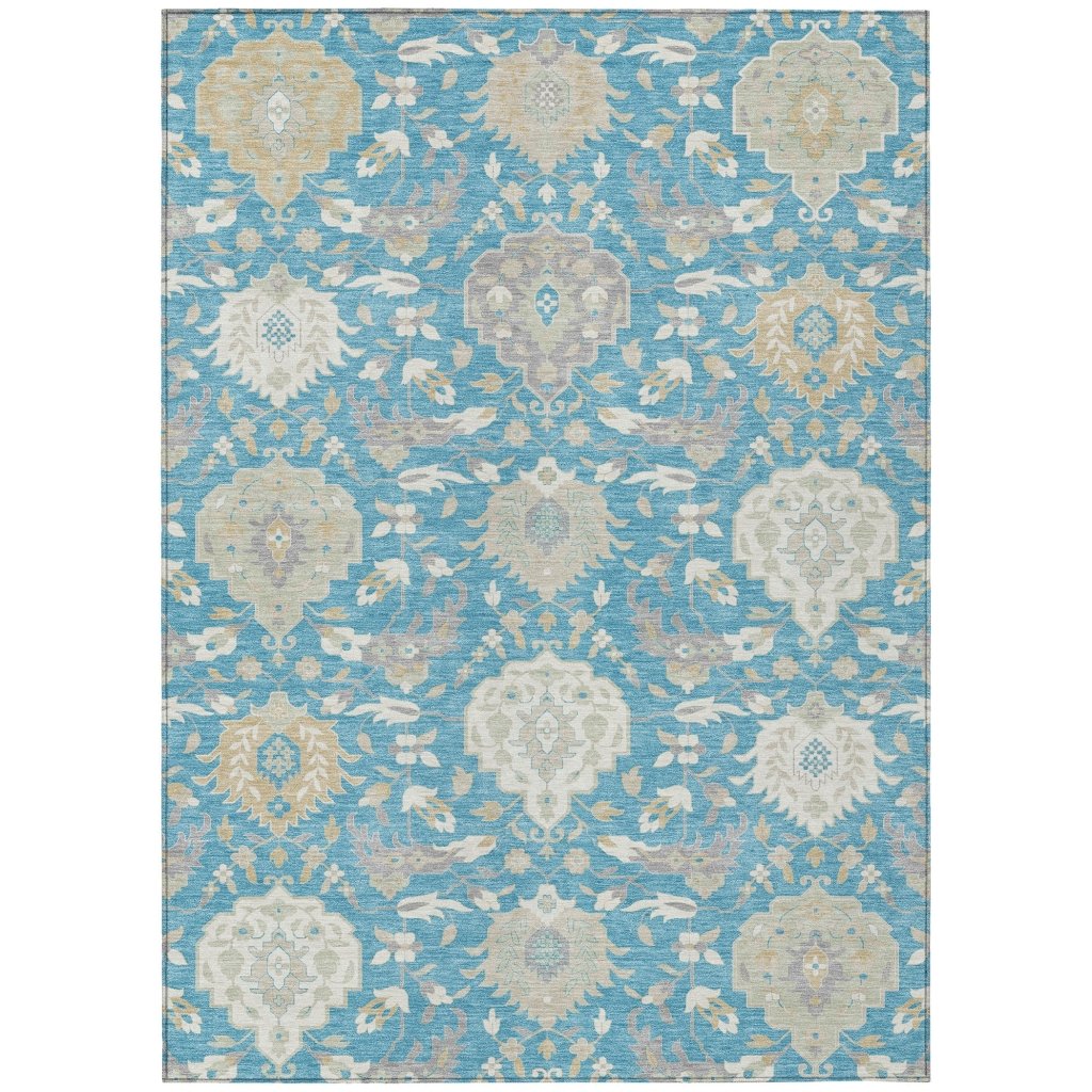 LOOMLAN Rugs Ilyara Teal Washable Indoor-Outdoor Rug