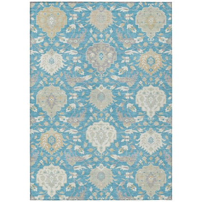 LOOMLAN Rugs Ilyara Teal Washable Indoor-Outdoor Rug