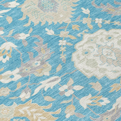 LOOMLAN Rugs Ilyara Teal Washable Indoor-Outdoor Rug