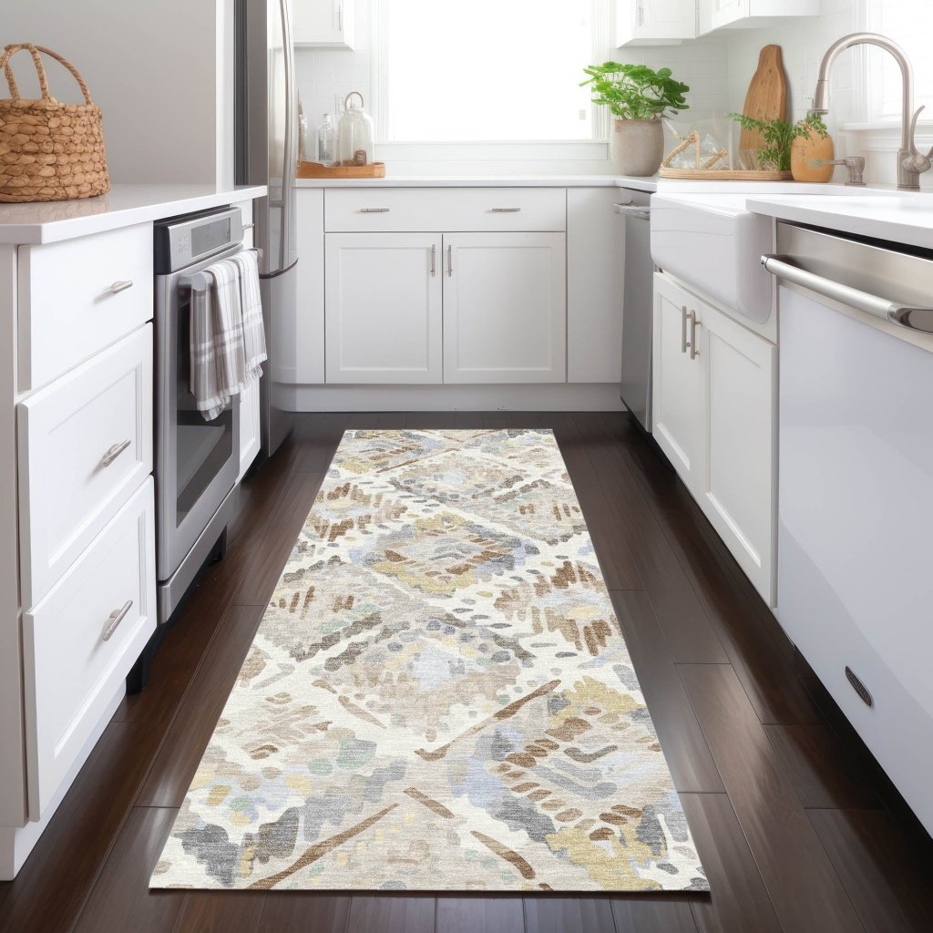 LOOMLAN Rugs Ilyone Ivory Washable Indoor-Outdoor Rug