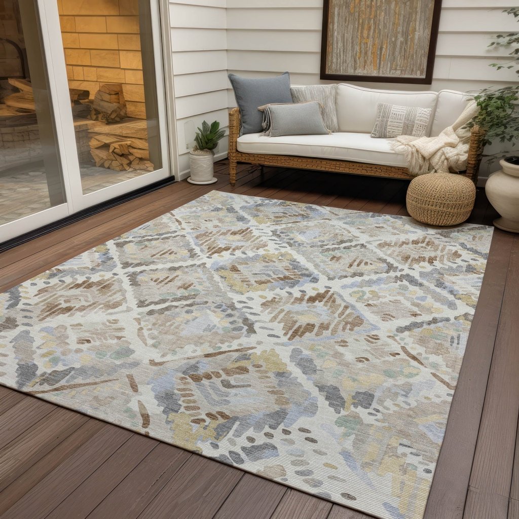 LOOMLAN Rugs Ilyone Ivory Washable Indoor-Outdoor Rug