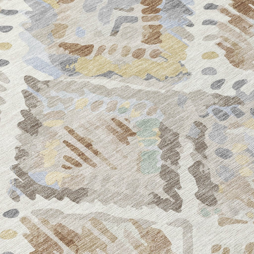 LOOMLAN Rugs Ilyone Ivory Washable Indoor-Outdoor Rug