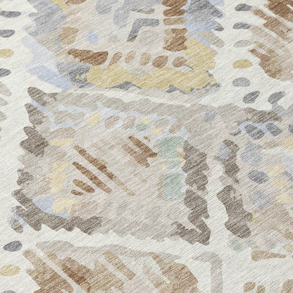 LOOMLAN Rugs Ilyone Ivory Washable Indoor-Outdoor Rug