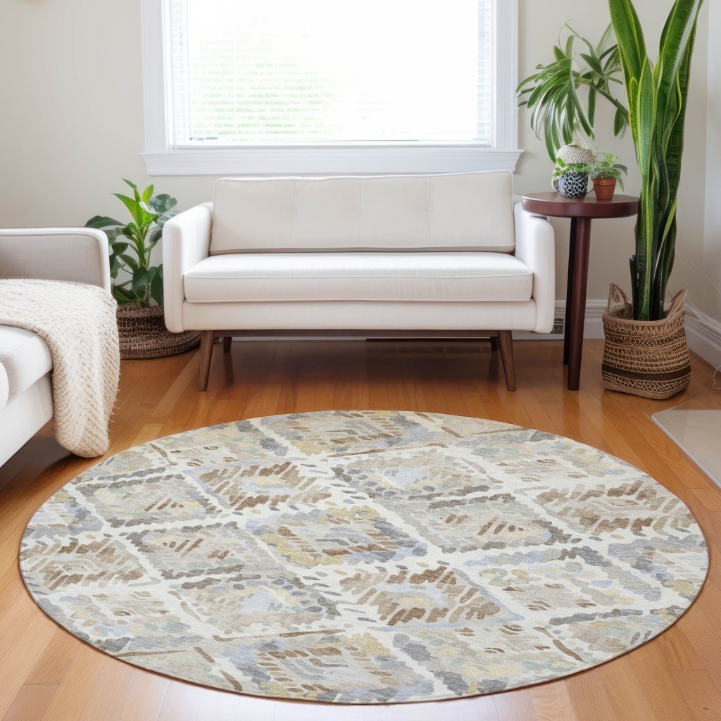 LOOMLAN Rugs Ilyone Ivory Washable Indoor-Outdoor Rug