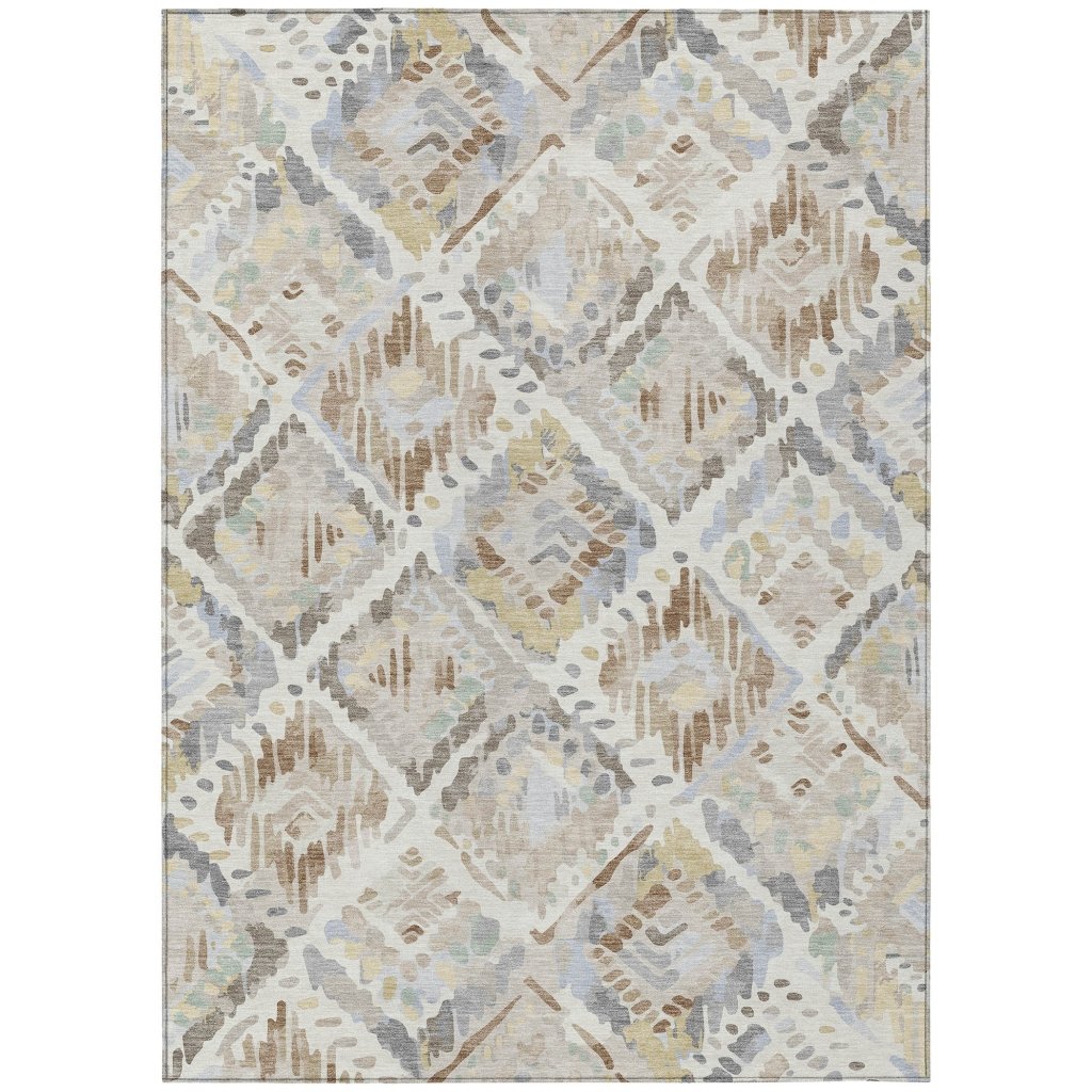 LOOMLAN Rugs Ilyone Ivory Washable Indoor-Outdoor Rug