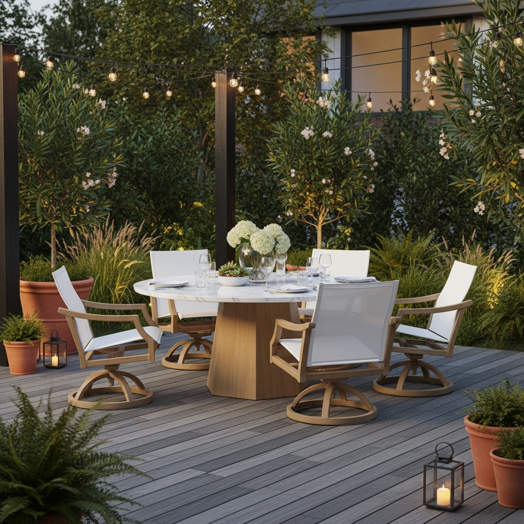 Nicoya Sling Swivel Rocking Dining Chair By Castelle