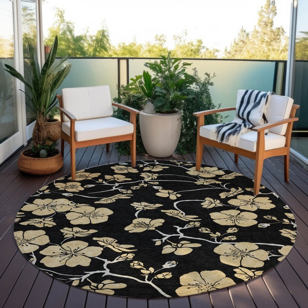 LOOMLAN Rugs Inoa Black Washable Indoor-Outdoor Rug