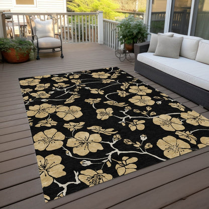 LOOMLAN Rugs Inoa Black Washable Indoor-Outdoor Rug
