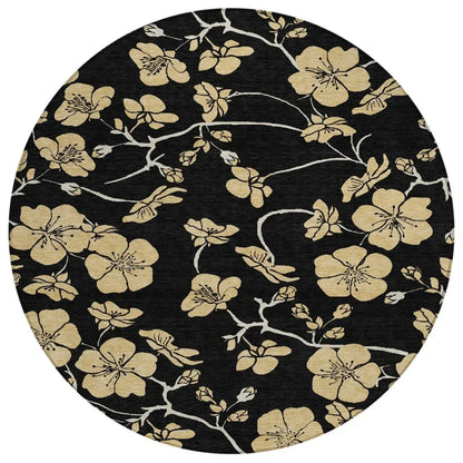 LOOMLAN Rugs Inoa Black Washable Indoor-Outdoor Rug