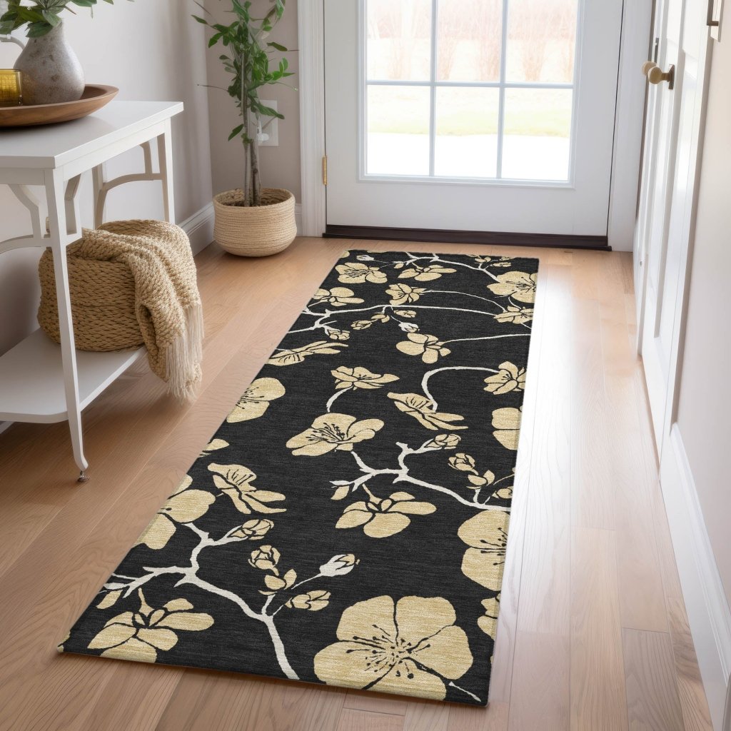 LOOMLAN Rugs Inoa Black Washable Indoor-Outdoor Rug